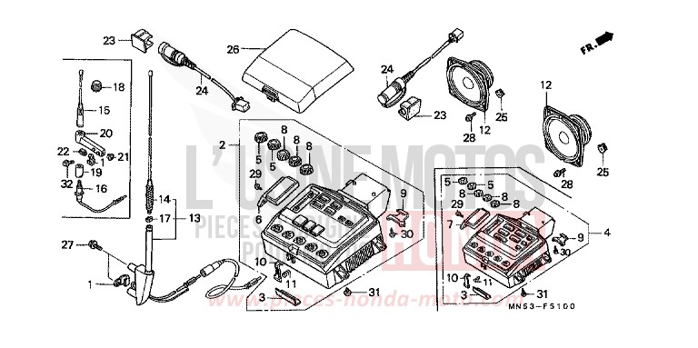 RADIO CASSETTE for Gold Wing BLACK-Z (NH1Z) from 1989
